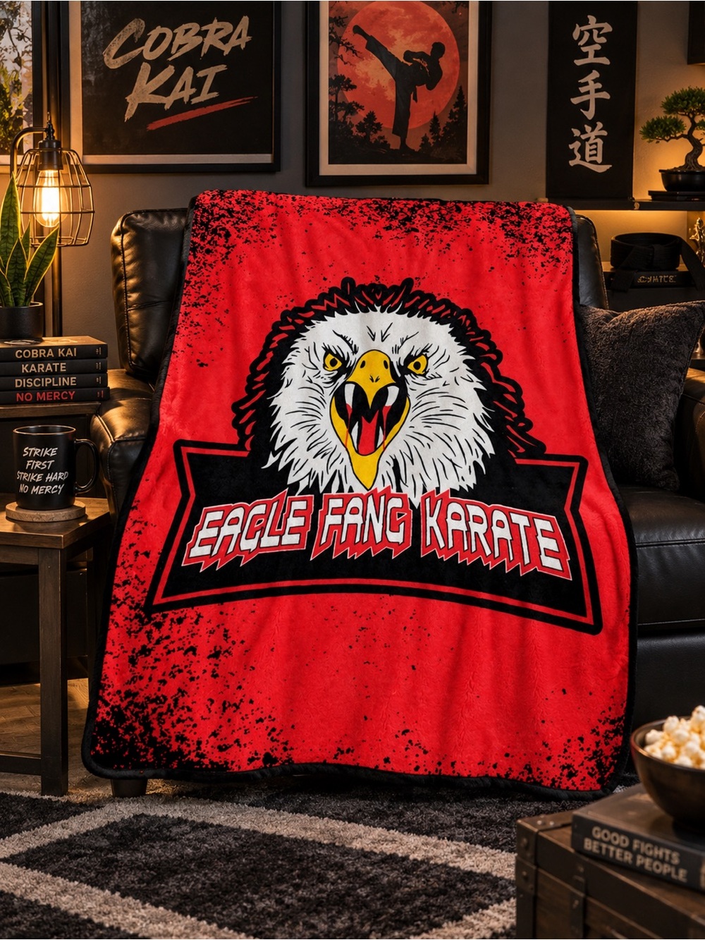 Cobra Kai Eagle Fang Karate Collector Throw Blanket 45x60 Red Black NWT